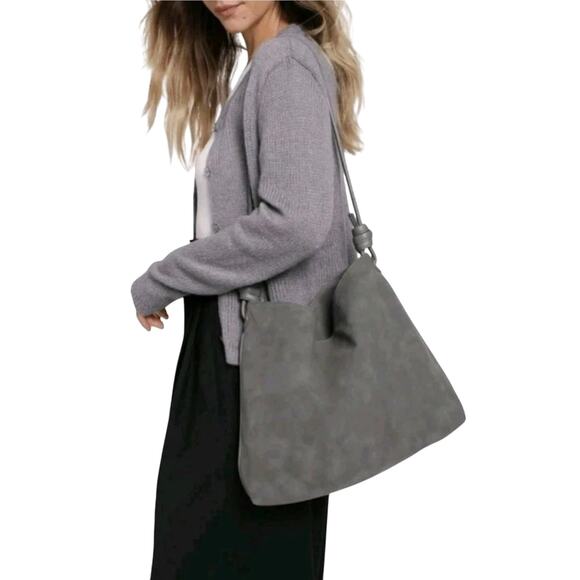 8 Other Reasons Betsy Slouch Tote, Faux Suede, Stone, NWT - Picture 1 of 6
